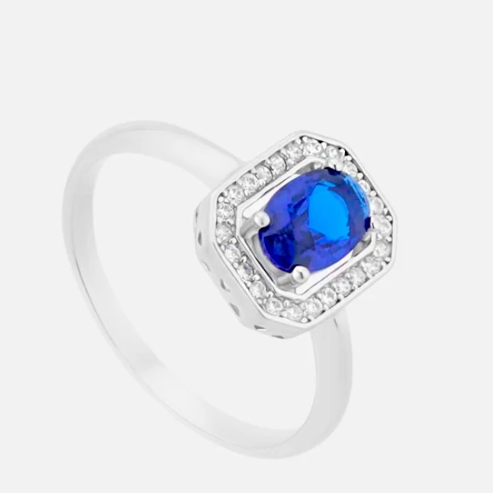 Elegant Silver and Blue Gemstone Ring